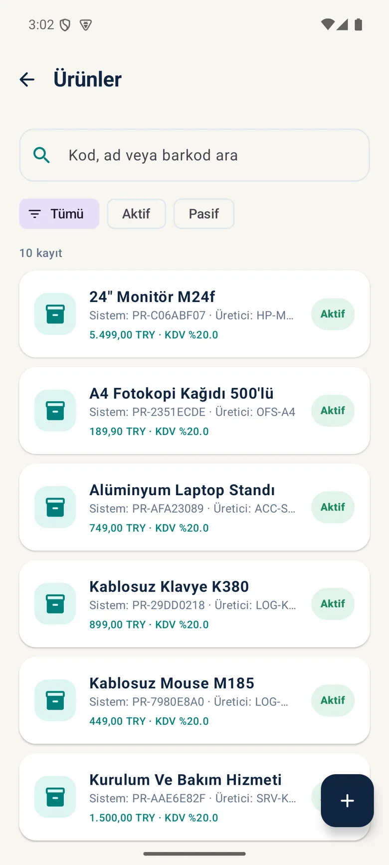 Ürün listesi