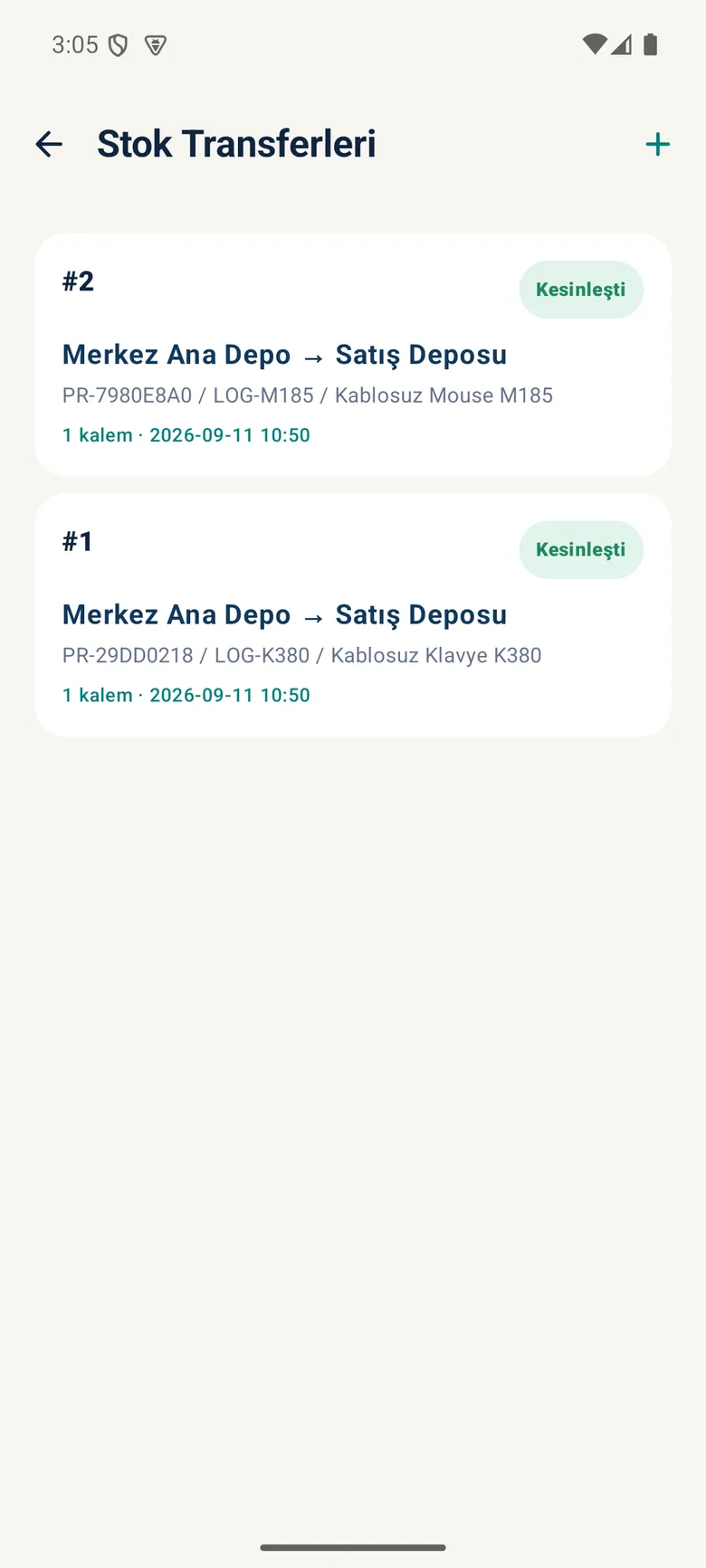 Stok transferleri listesi