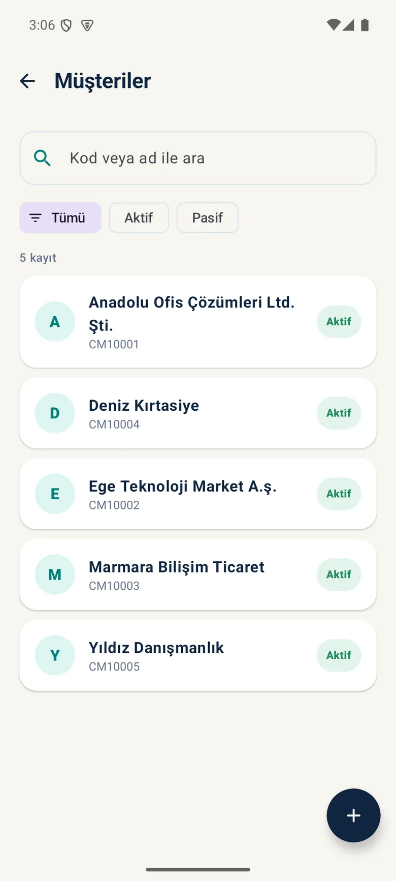 Müşteri listesi