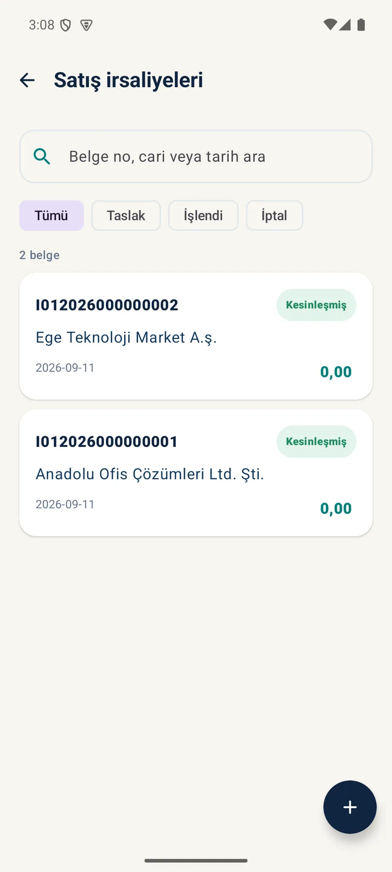 İrsaliye listesi