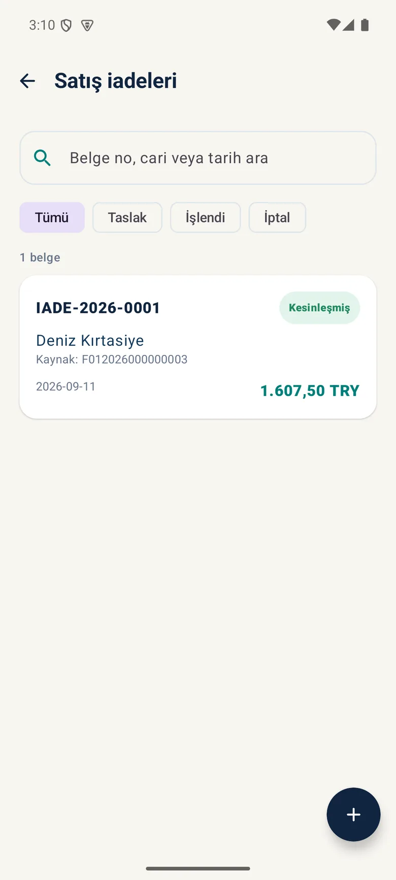 Satış iadeleri listesi