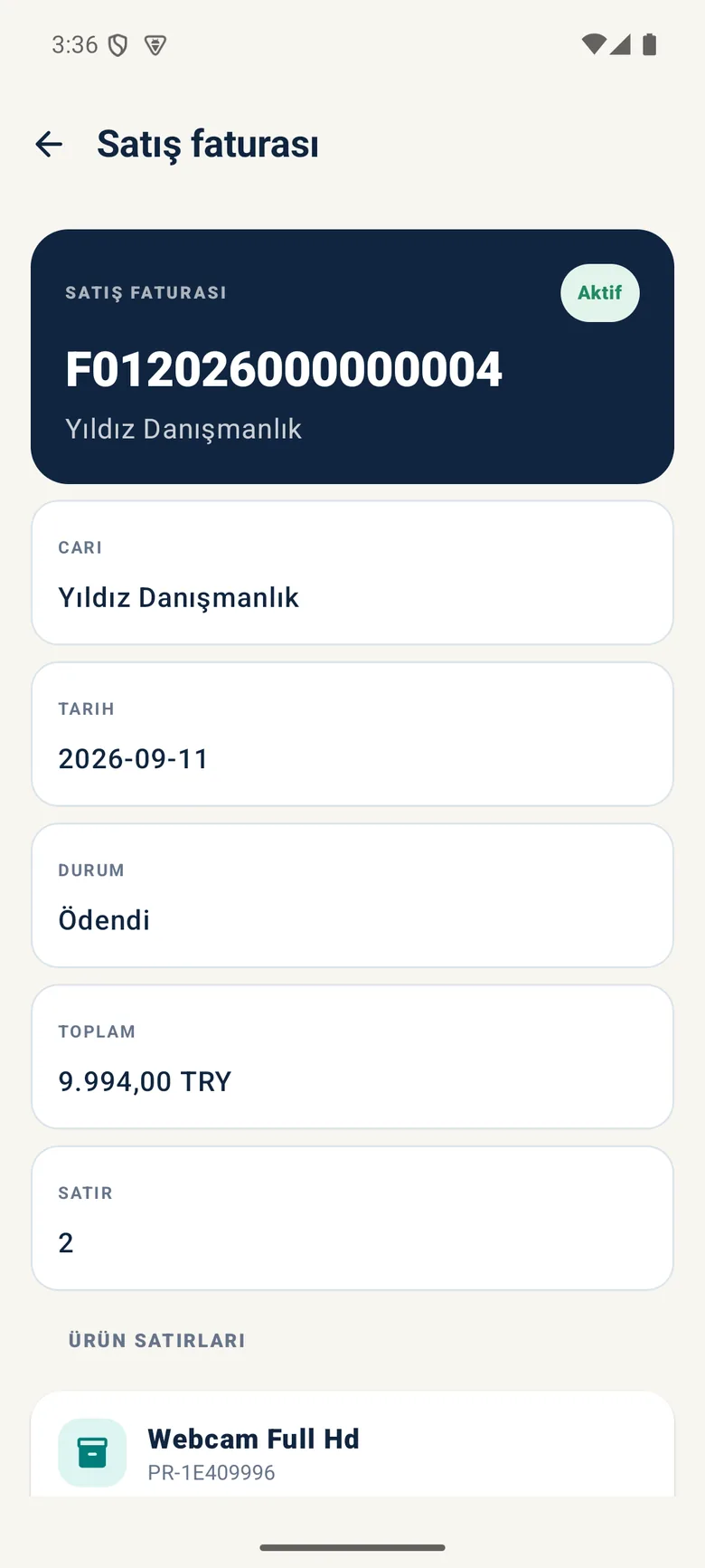 Fatura detayı