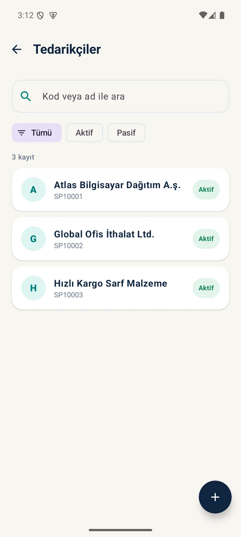 Tedarikçi listesi
