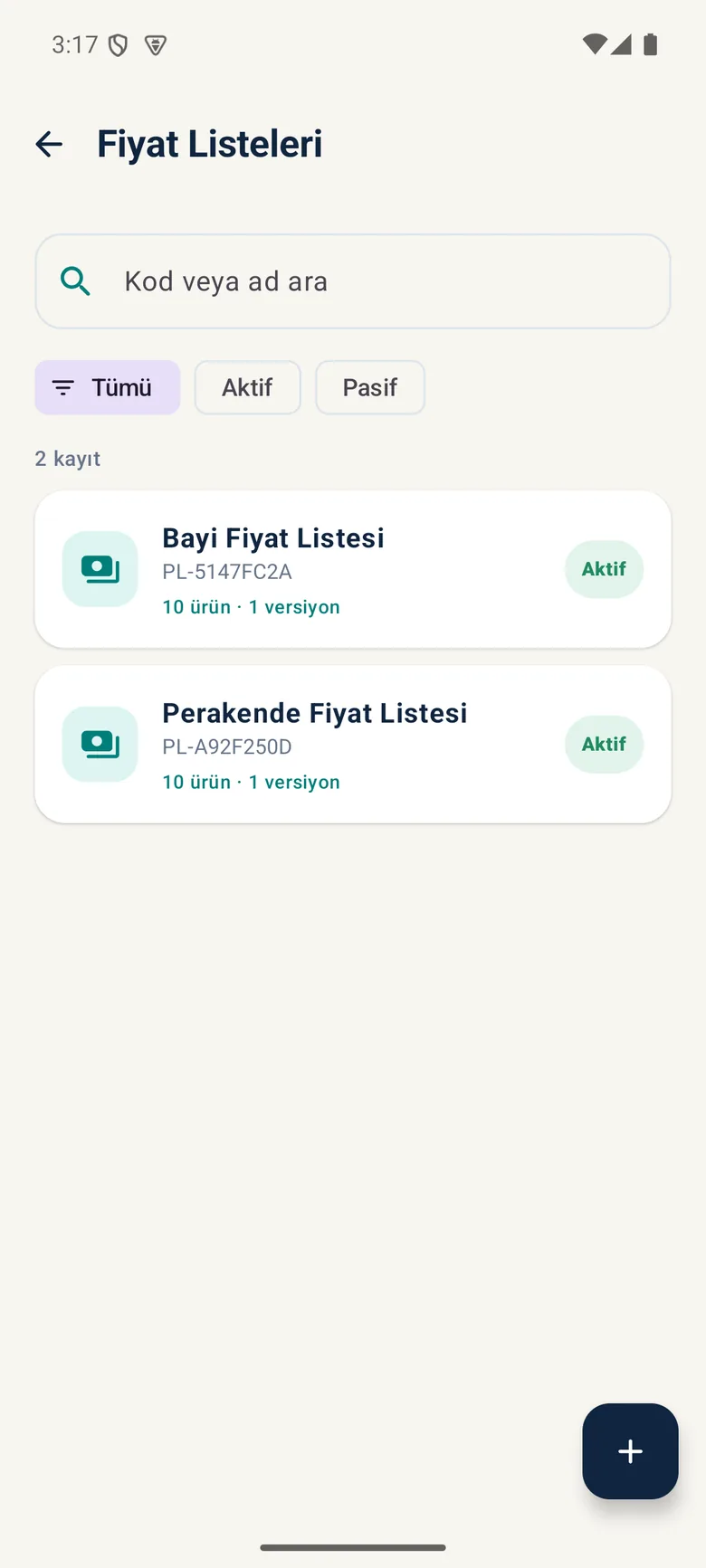Fiyat listeleri