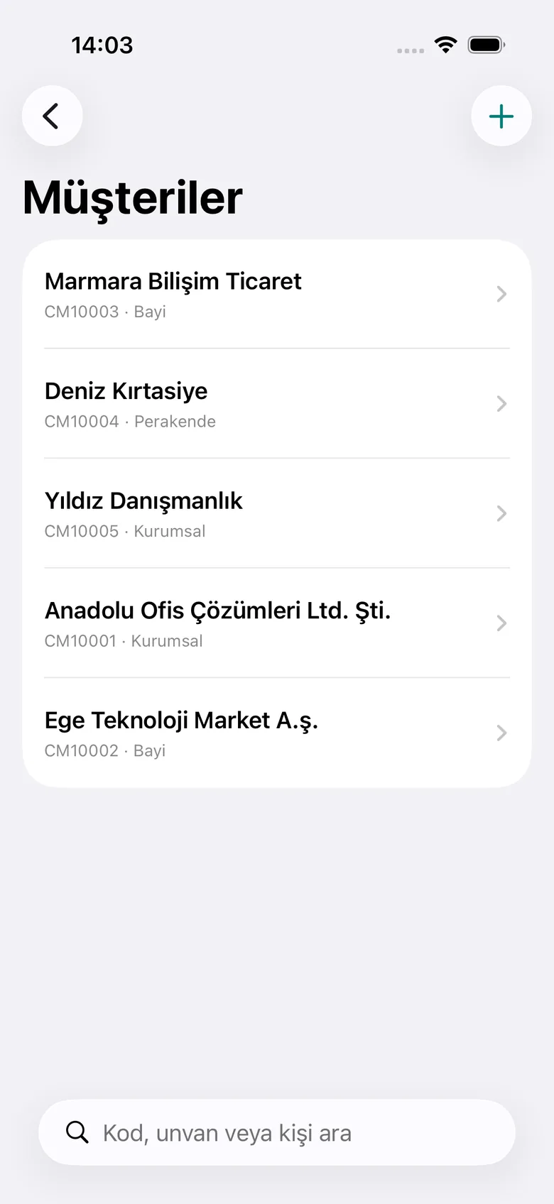 Müşteri listesi
