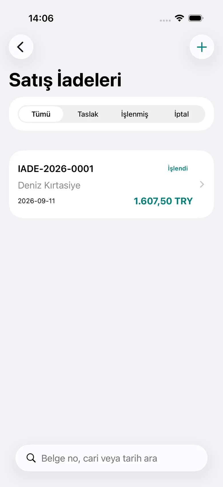 Satış iadeleri listesi