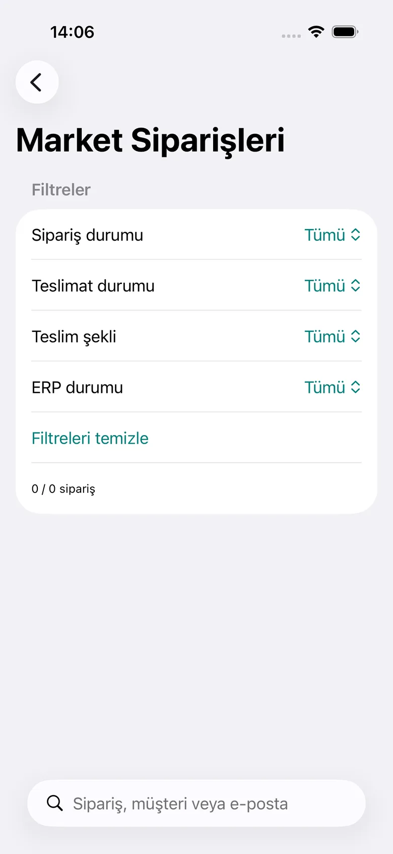 Market siparişleri listesi