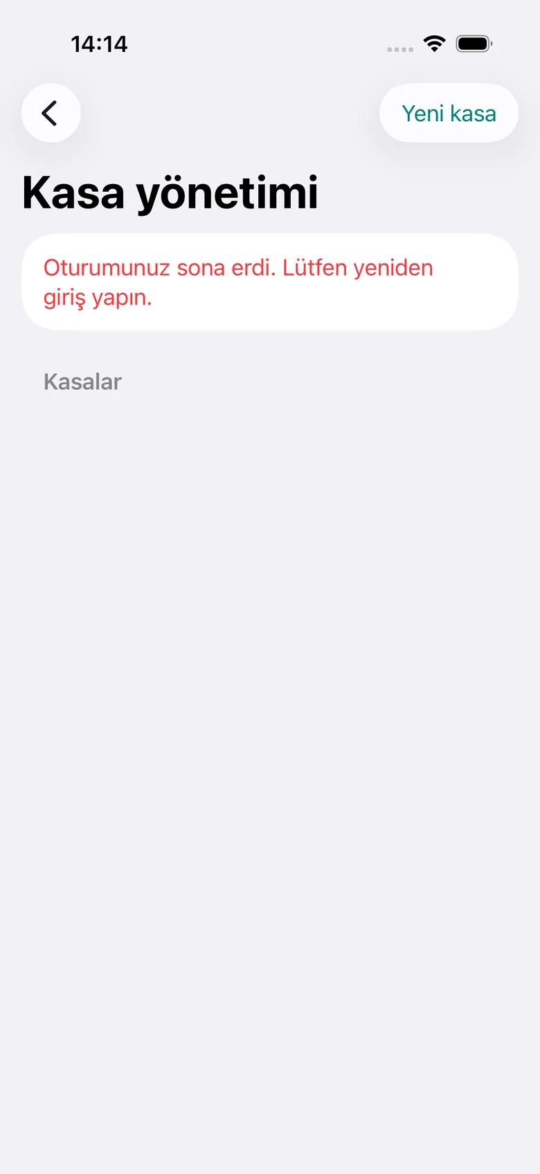 Kasa listesi ve bakiyeler