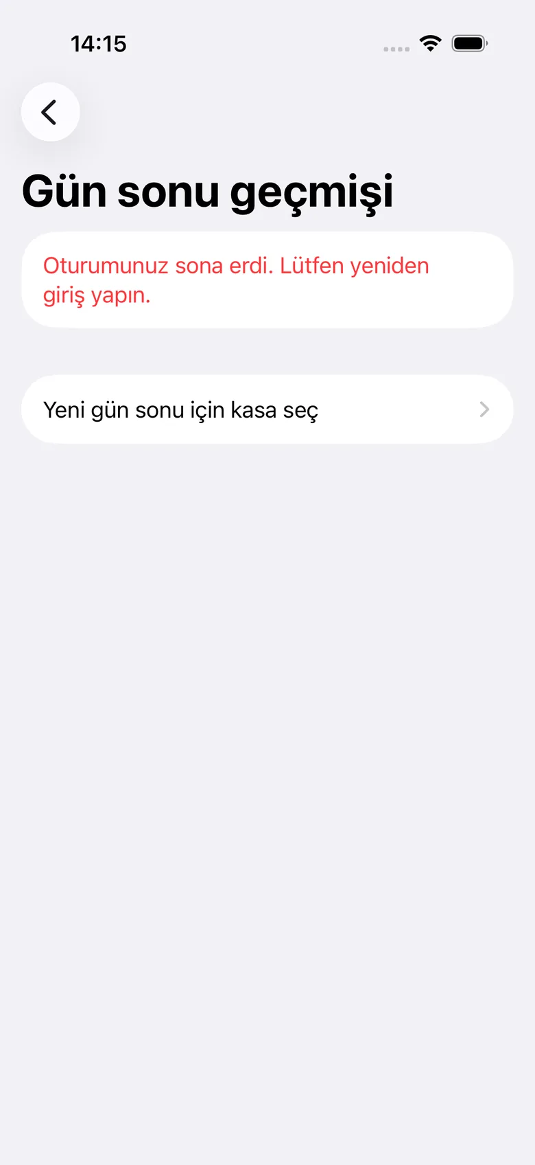 Kasa gün sonu ekranı