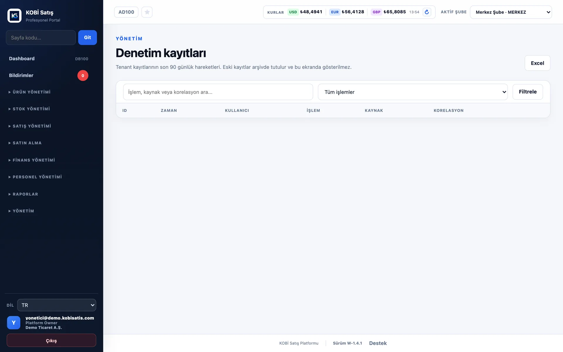 Denetim kayıtları listesi