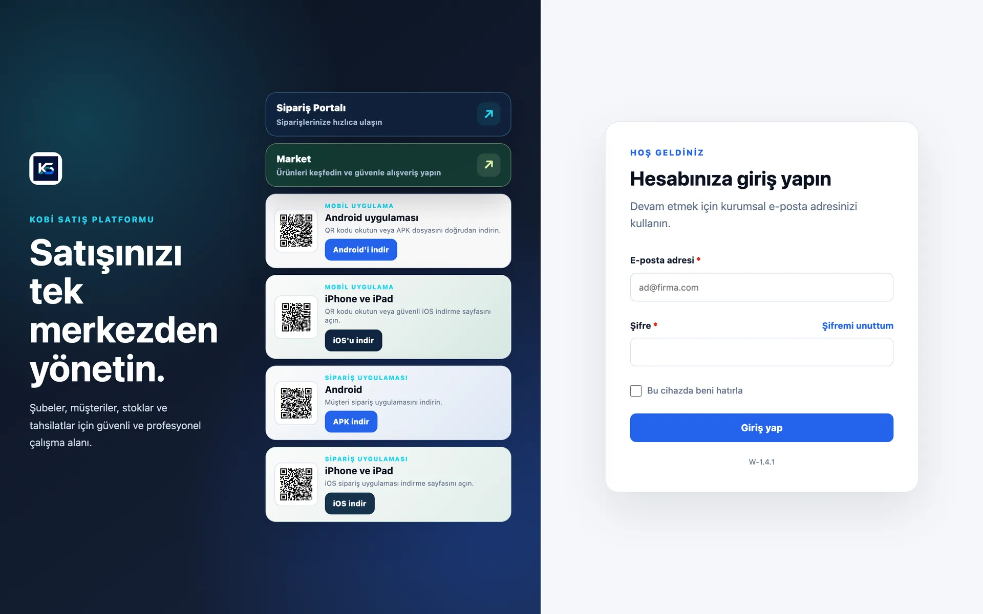 Web portalı giriş ekranı