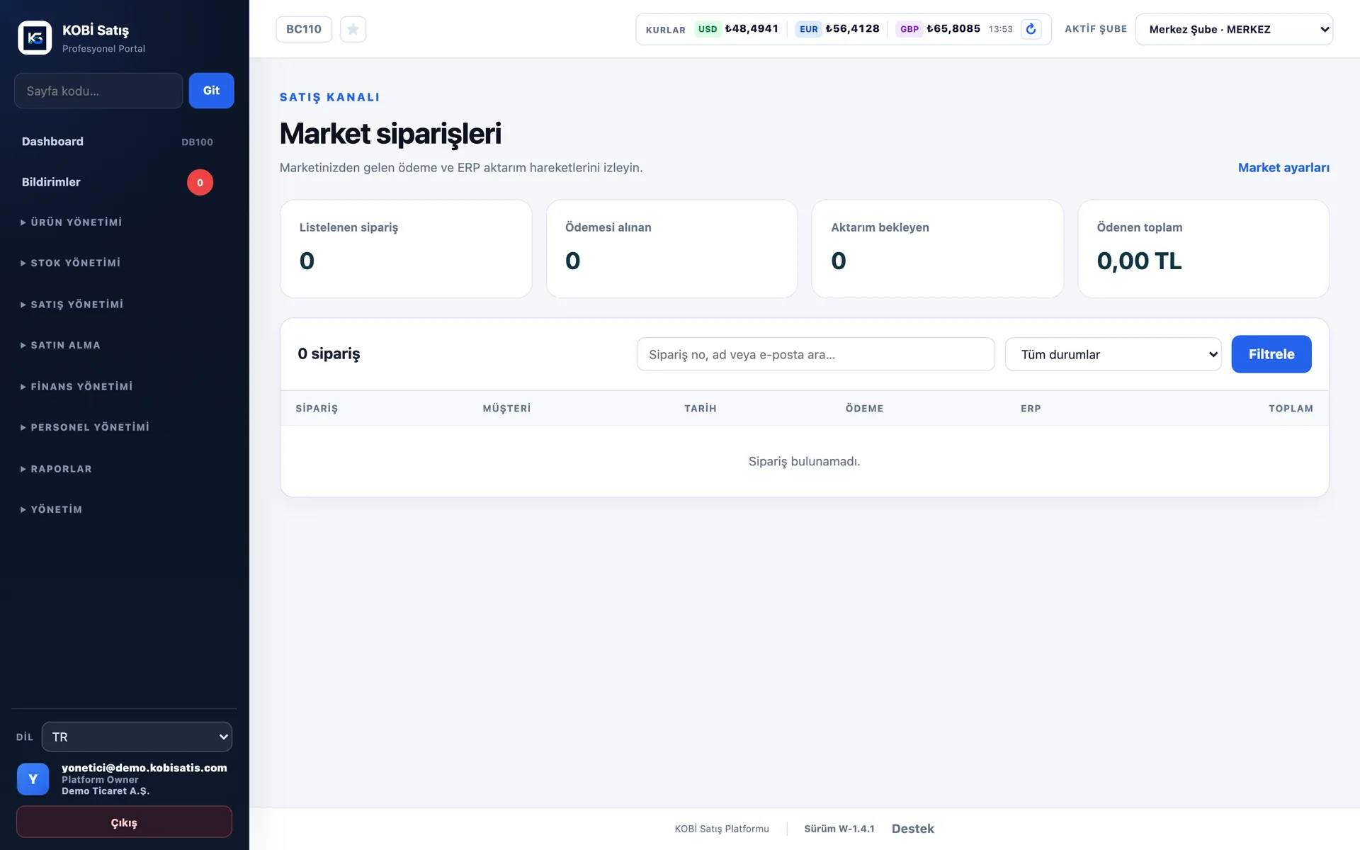 Market siparişleri listesi